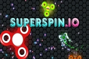 검은 벌집 무늬 배경 위에 다양한 색상의 빙글빙글 돌아가는 피젯 스피너와 SUPERSPLIN