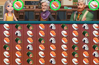 맛있는 퍼즐 도전에서 스시 3개 맞추기