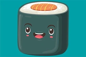 웃고 있는 귀여운 초밥 일러스트