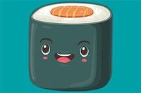 귀여운 초밥이 식당에서 질주하는