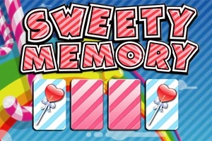 SWEEPY MEMORY라는 글자와 하트 모양 사탕 그림이 있는 세 개의 카드가 있는 이미지