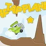 녹색 비행기가 별들이 있는 하늘을 날고 있으며, 뒤쪽에 TAP TAP PLANE이라는 글자가 있는 이미지