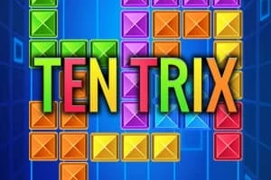 다양한 색상의 블록이 쌓여 있으며 가운데에 TEN TRIX라는 글자가 있는 이미지