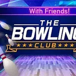 볼링 핀이 날아가는 가운데 THE BOWLING CLUB라는 글자가 중앙에 있는 이미지