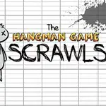 종이에 교수형에 처해진 캐릭터와 SCRAWLS라는 단어가 있는 장면