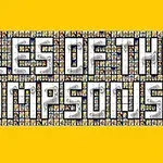 노란색 배경에 TILES OF THE SIMPSONS라는 큰 글자가 많은 작은 이미지 타일로 구성되어 있다