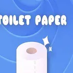 파란 배경에 화장지 롤과 TOILET PAPER 텍스트가 있습니다