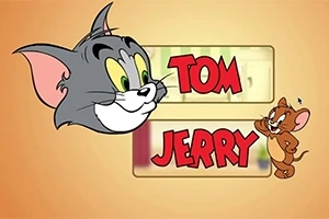 회색 고양이 얼굴과 갈색 쥐가 등장하며, TOM과 JERRY라는 붉은색 글자가 있는 이미지