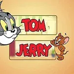 회색 고양이 얼굴과 갈색 쥐가 등장하며, TOM과 JERRY라는 붉은색 글자가 있는 이미지