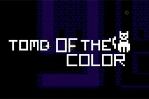 검은 배경에 흰색 픽셀 고양이와 TOME OF THE COLOR라는 텍스트가 중앙에 있습니다