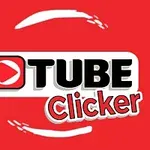 빨간 배경에 흰색 글자로 TUBE Clicker가 쓰여 있고, 재생 버튼 아이콘이 있습니다