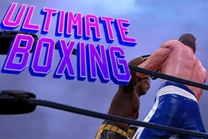 두 복서가 링에서 싸우고 있는 장면 위에 ULTIMATE BOXING이라는 텍스트가 쓰여 있다