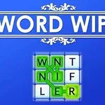 파란 배경에 WORD WIPE라는 텍스트와 초록색 선으로 연결된 글자 타일