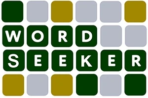 녹색과 회색 사각형에 WORD SEEKER라는 글자가 배치된 이미지