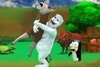 예티가 불꽃을 잡아 펭귄들을 공격하려고 합니다!