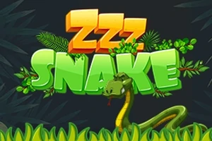 배경에 어두운 숲이 있고, 중앙에 ZZZ SNAKE라는 텍스트와 뱀이 풀잎 사이에 있는 이미지
